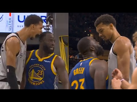 Victor Wembanyama dunks on Draymond then yells in his face and they have words 😳