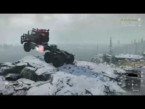 Jumping off a cliff at high speed in SnowRunner