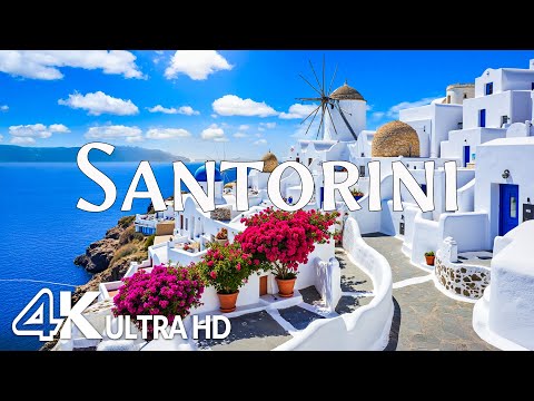 🌅 Santorini 4K - Scenic Relaxation Film With Calming Music | 4K Ultra HD Nature Video
