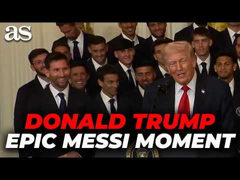 EPIC MESSI MOMENT: Trump TALKS Cristiano Ronaldo and Messi CAN'T STOP SMILING