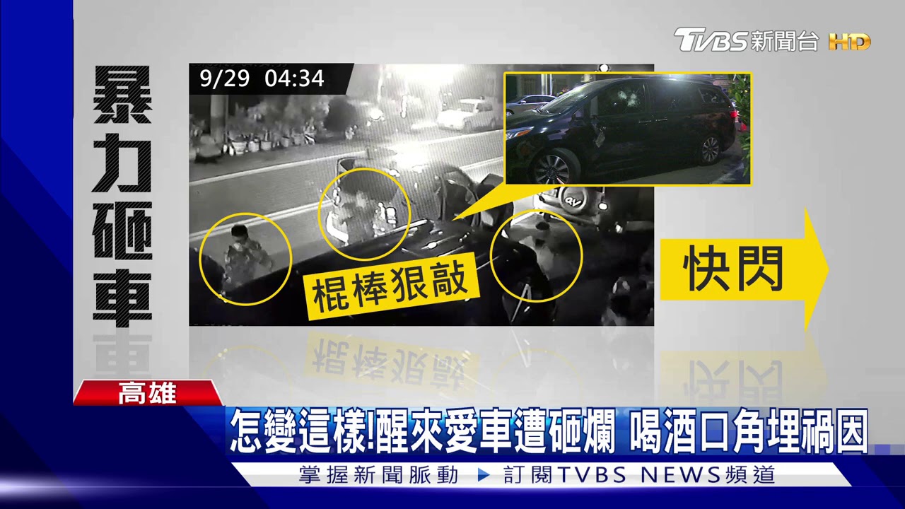 囂張!5人持鐵條、球棒 衝茶行暴力砸車