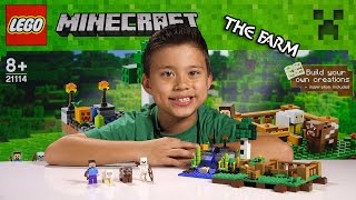 YouTube thumbnail: LEGO MINECRAFT - Set 21114 THE FARM - Unboxing, Review, Time-Lapse Build
