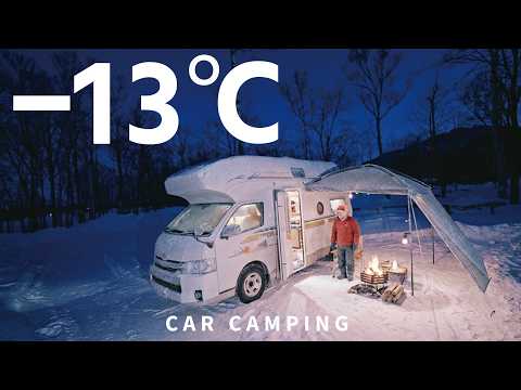 -13°C Campeggio in auto gelido a Hokkaido [Camper fai da te Hiace]