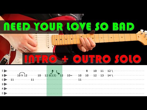 NEED YOUR LOVE SO BAD - Guitar lesson - Intro + outro solo with tabs (fast & slow) - Fleetwood Mac