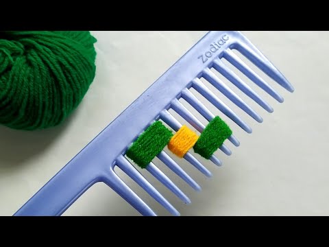 Super Easy Woolen Flower making ideas with Hair Comb | Amazing Hand Embroidery Woolen Flower Trick
