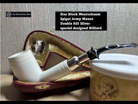 Star Block Meerschaum | Spigot Army Mount double 925 Silver special designed Billiard | My 4th Meer