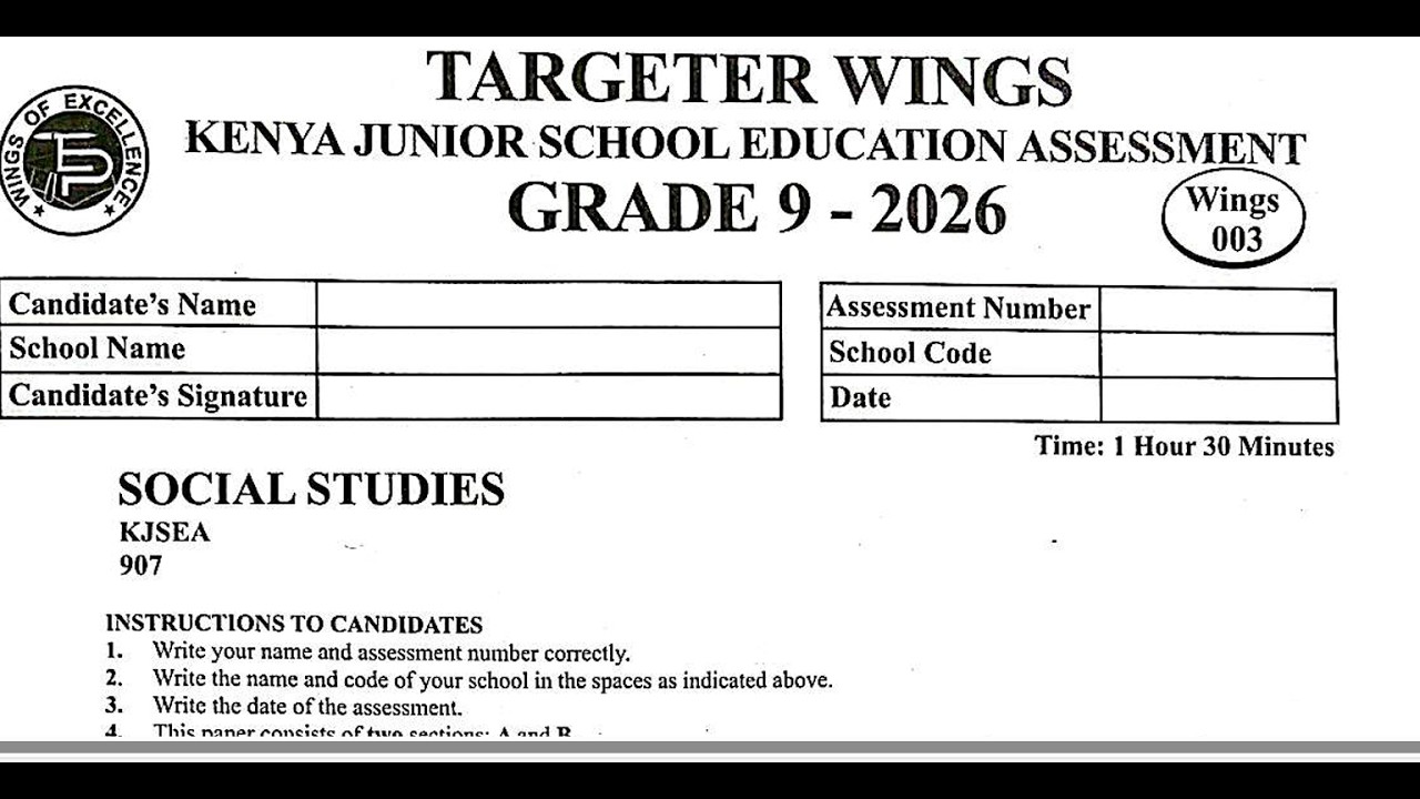 SOCIAL STUDIES GRADE 9 REVISION 🔥 TARGETER WINGS 003 (2026) | END TERM ONE