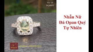 Nhẫn Nữ Đá Opal Quý Trắng Lửa Ngũ Sắc Bạc Ta