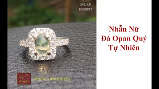 Nhẫn Nữ Đá Opal Quý Trắng Lửa Ngũ Sắc