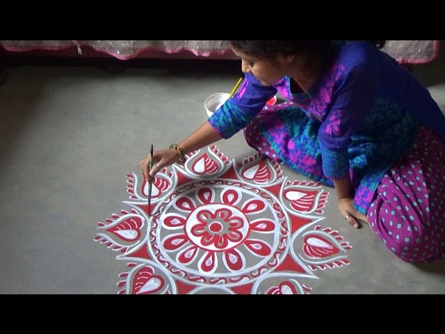 Amazing and simple alpana design by art gallery
