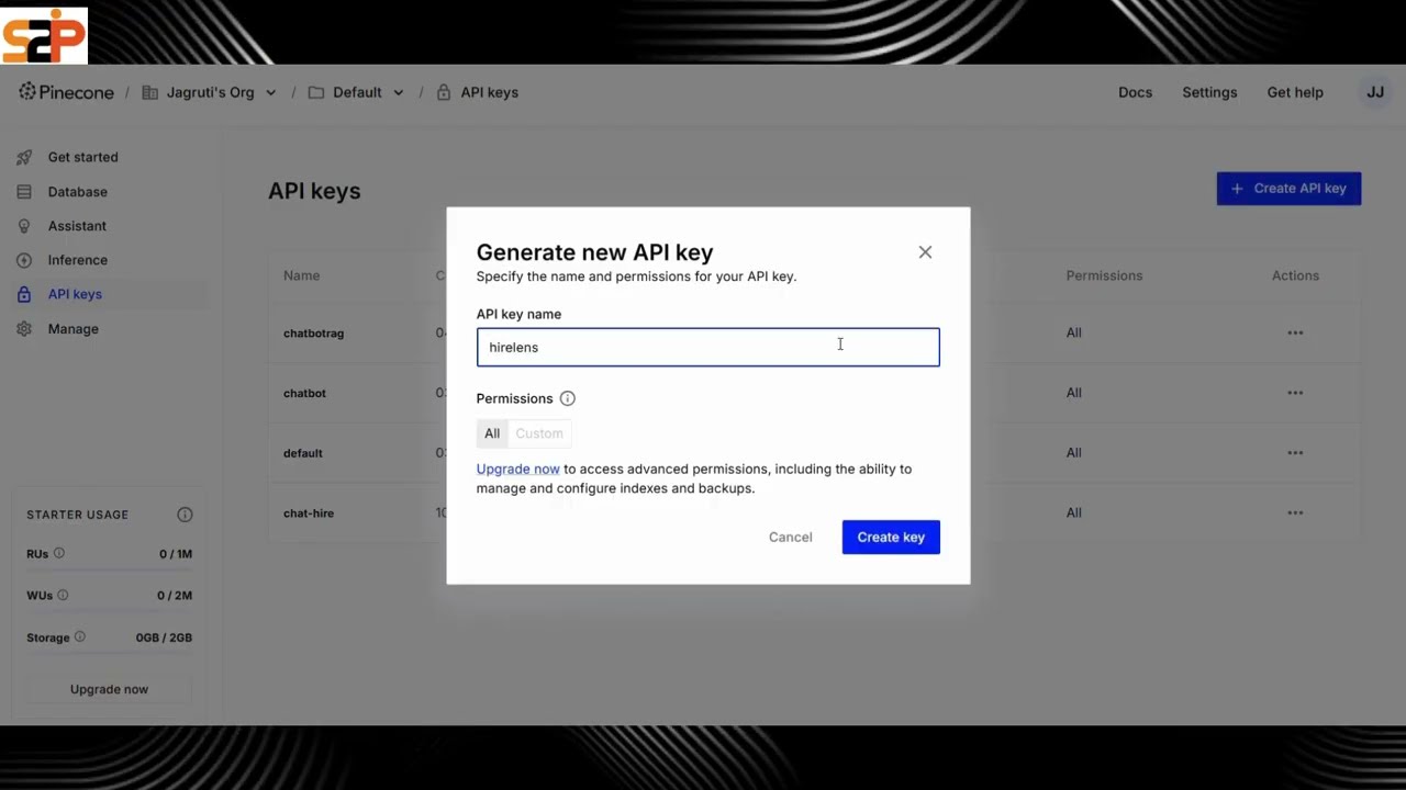 Setup Guide Pinecone API Key & Indexes