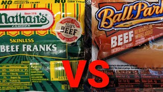 NATHAN'S HOT DOGS vs BALL PARK  HOT DOGS | BEST SELLING HOT DOGS IN AMERICA