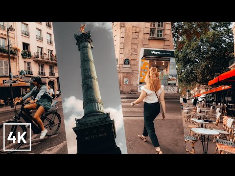 WALKING in a CLOUDY day in PARIS - Next to BICYCLE PATH - 4K (CITY AMBIANCE)