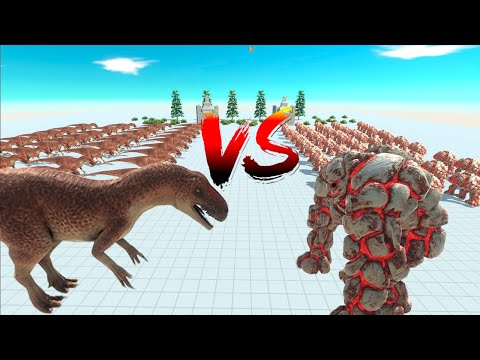 100 Allosaurus vs 100 Lava Golem  - Animal Revolt Battle Simulator