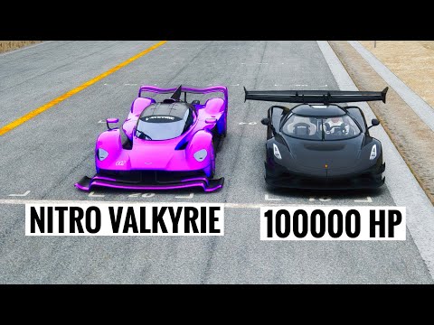 100000 HP Koenigsegg Jesko Black Devil vs NITRO Aston Martin Valkyrie AMR Pro at Special Stage Route