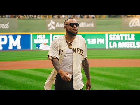 Vincent Van Great throws out a first pitch at American Family Field