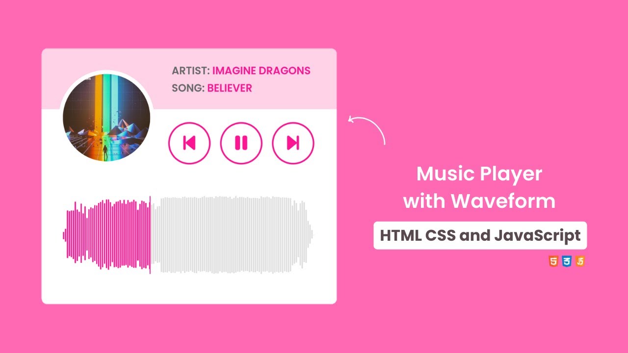 Music Player with Waveform in HTML CSS & Javascript | Code With Harsh