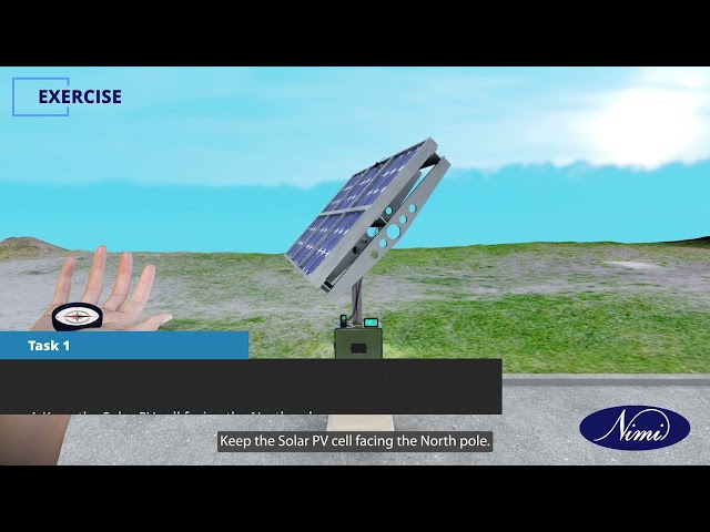 Test PV cell in sunlight at various angles of inclination and direction