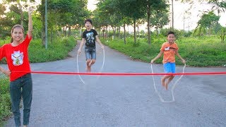Kids go to School Play Jump Rope Competition Who is The Fastest | Song for Childrens