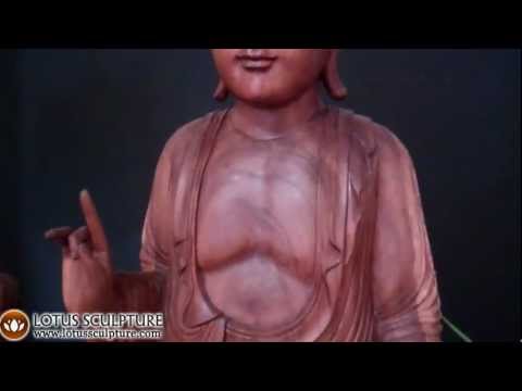 Large wooden buddha statues