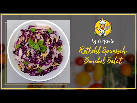 Rotkohl-Salat mit spanischen Zwiebeln | Rotkohlsalat | Leckeres und einfaches veganes Rezept