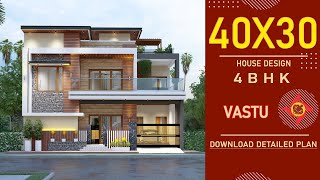 Download the video "40x30 3D Home Design | Vastu House | 1200 Sqft House Plan | 40*30 House Plan | 40by30 House Plan |"