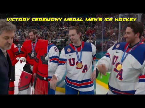 Victory Medal Ceremony Men's Ice Hockey Winter Olympics 2026 | Usa Win Gold , Canada Win Silver 