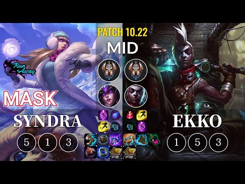 RNW Mask Syndra vs Ekko Mid - KR Patch 10.22