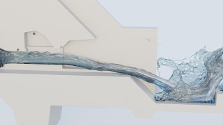 Flow through bottom discharger Simulation - DualSPHysics