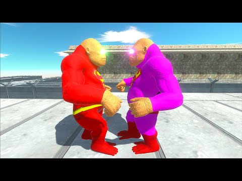 RED SUPERMAN GORO VS PINK SUPERMAN GORO DEATH RUN - Animal Revolt Battle Simulator