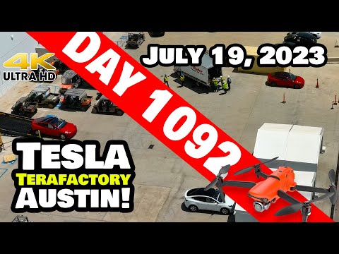 MODEL Ys SHOOTING OUT OF GIGA TEXAS! - Tesla Gigafactory Austin 4K  Day 1092 - 7/19/23 - Tesla Texas