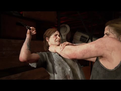 The Last of Us 2 - Abby vs Ellie First Fight - Ellie Boss Fight - Abby Spares Ellie and Dina