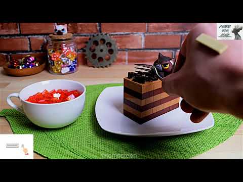 Lego chocolate and cheese cake - Lego in real life|Stop motion cooking & ASMR