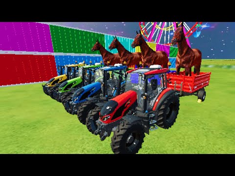 TRANSPORT OF COLORS! FENDT, JOHN DEERE, LANDINI & MINI TRACTOR WITH HORSE - Farming Simulator 22