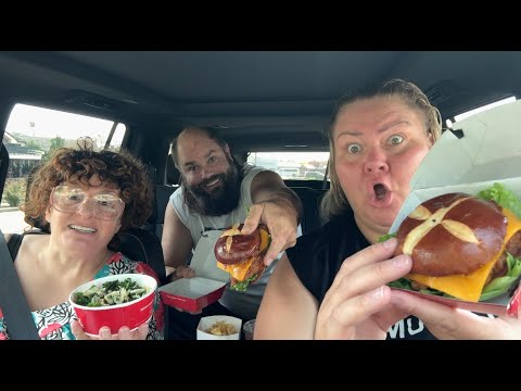 Trying the PRETZEL bun (w/ Crystal & Darryl)