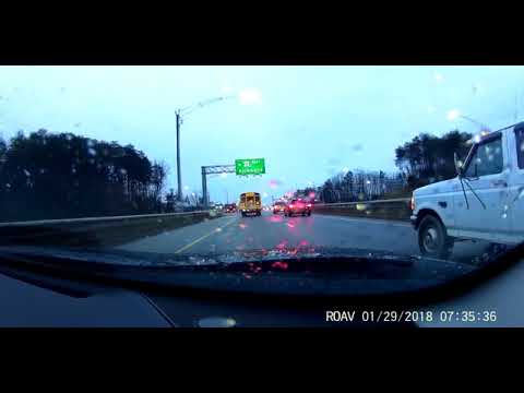 School bus and truck almost crashing - Dashcam