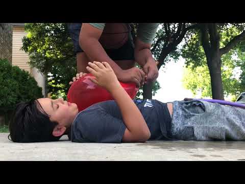 Big explosion of water balloon in slow mo