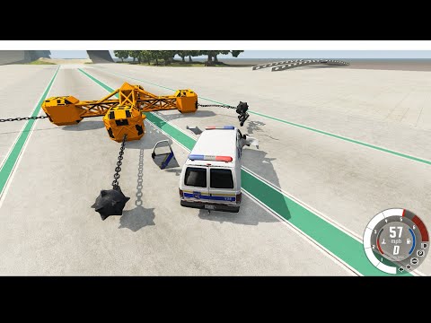 car vs large spinner with chains #1 - BeamNG Drive