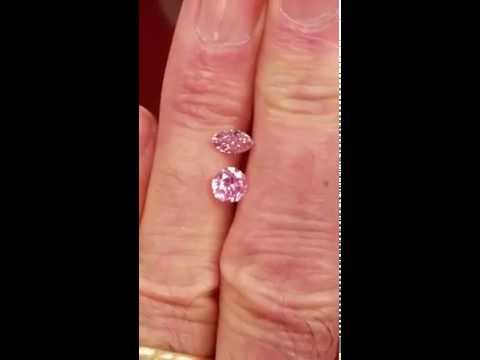 Pink marquise shaped diamond 0.44ct Fancy Intense purplish Pink eye clean SI1 video 2