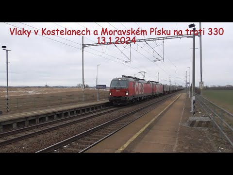 Vlaky v Kostelanech a M. Písku na trati 330/Trains in Kostelany and M. Písek on line 330-13.1.2024