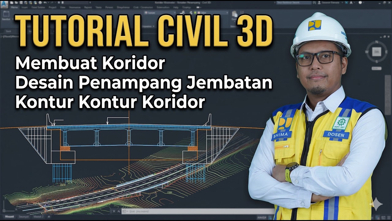 #5 Civil 3D : membuat koridor, assembly jembatan & kontur koridor