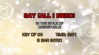 OneRepublic - Say (All I Need) (Karaoke)