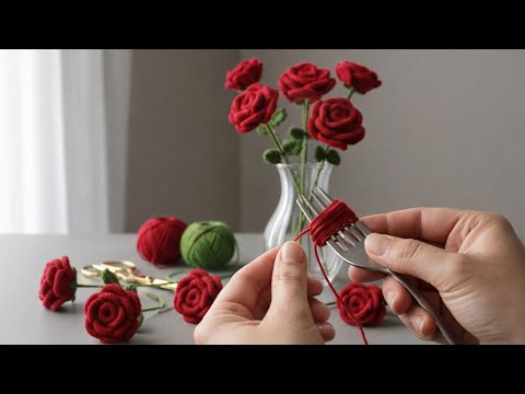 Wow 😍🌹A very simple rose making process using a fork🌹🌹 I make many of them and sell them all💰💰