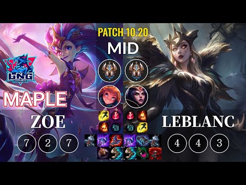 LNG Maple Zoe vs LeBlanc Mid - KR Patch 10.20