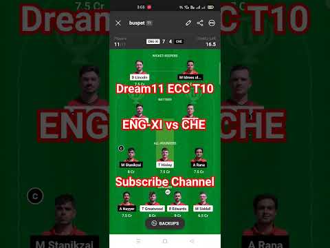 ENG-XI vs CHE Dream11 Prediction,ENG-XI vs CHE Dream11 ECC T10, #dream11ecct10 #ecct10 #europeant10