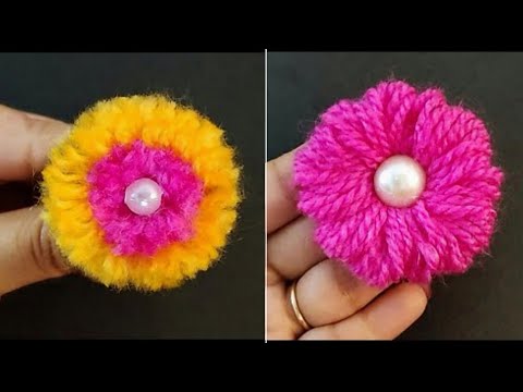 2 Superb woolen flower making trick using ruler and hair comb - Embroidery flower making trick