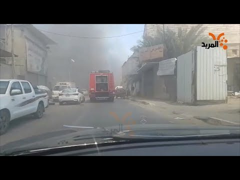 شاهد بالفيديو.. سيارة الاطفاء تهرع لاخماد حريق اندلع بالعشار #المربد