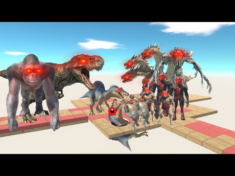 HYDRA + FANTASY + SCOURGE + INFERNALS VS GORO + PRIMATES + T REX + C DINOS IN FLOATING ARENA - ARBS
