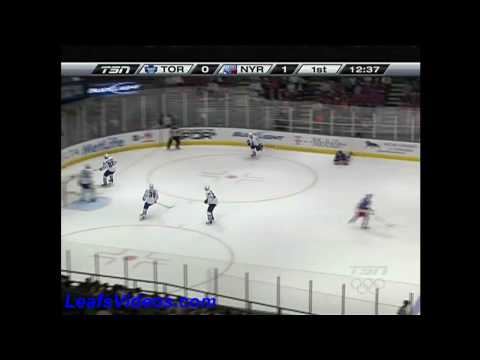 TOR 0 @ NYR 1 - Dion Phaneuf Hit - 100407