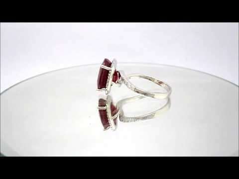 CUSHION RUBY & ROUND DIAMOND DECO DESIGN RING 7.90CTW  - KNR INC - 750